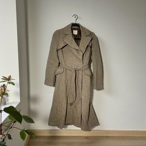 LA FLEUR Brown herringbone Belted Vintage Coat